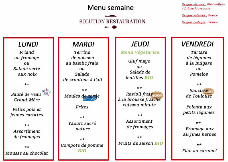 Solution de gestion des menus pour les cantines scolaires de Marseille